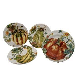 Pier 1 Pumpkin Patch Asst Fall Salad Plates 8.75" Set of 4 in Box NOS